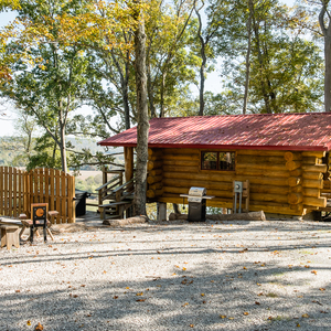 View of the Eagle's Nest cabin, another of the Big Timber River Cabins overlooking the Ohio River.